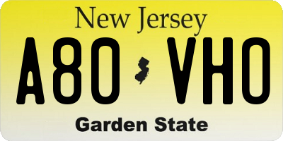 NJ license plate A80VHO