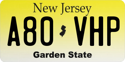 NJ license plate A80VHP