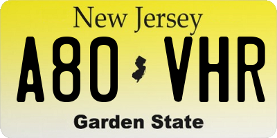 NJ license plate A80VHR