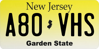 NJ license plate A80VHS
