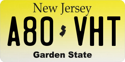 NJ license plate A80VHT