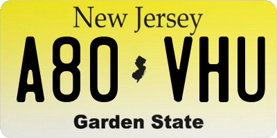 NJ license plate A80VHU