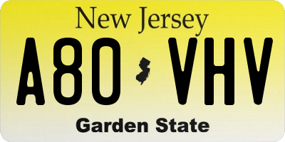 NJ license plate A80VHV