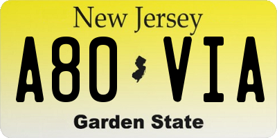NJ license plate A80VIA