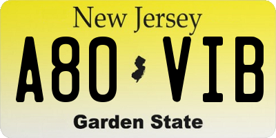 NJ license plate A80VIB