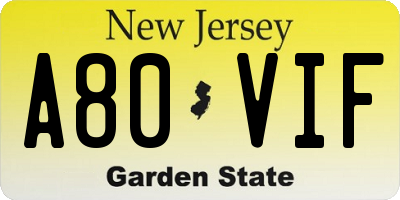 NJ license plate A80VIF