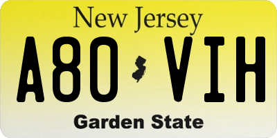 NJ license plate A80VIH