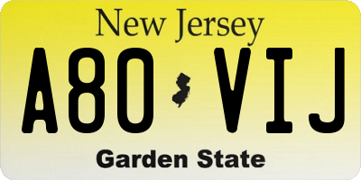 NJ license plate A80VIJ