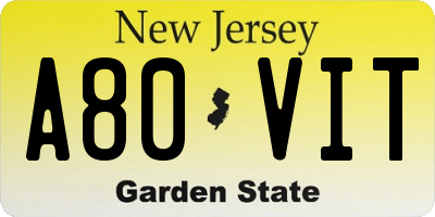 NJ license plate A80VIT