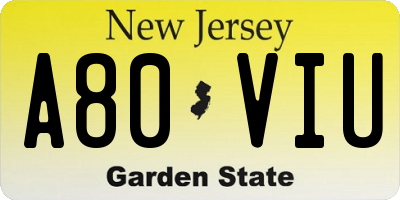 NJ license plate A80VIU