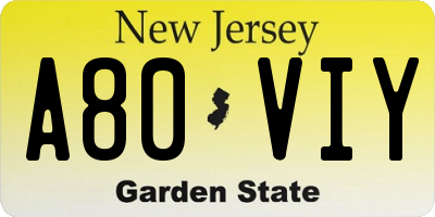 NJ license plate A80VIY