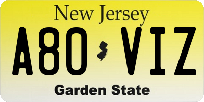 NJ license plate A80VIZ