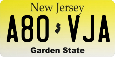 NJ license plate A80VJA