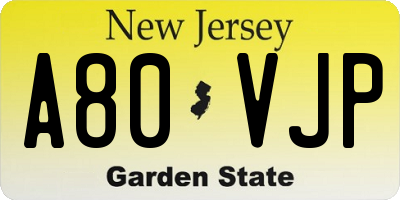 NJ license plate A80VJP