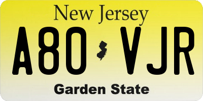 NJ license plate A80VJR