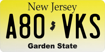 NJ license plate A80VKS