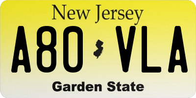 NJ license plate A80VLA
