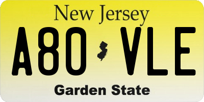 NJ license plate A80VLE
