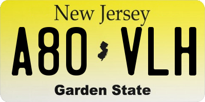 NJ license plate A80VLH