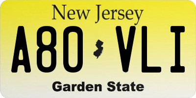 NJ license plate A80VLI