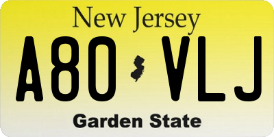 NJ license plate A80VLJ