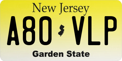 NJ license plate A80VLP