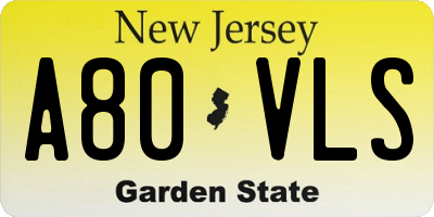 NJ license plate A80VLS