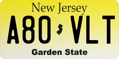 NJ license plate A80VLT