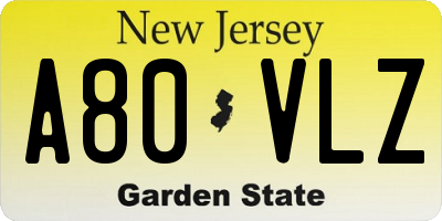 NJ license plate A80VLZ