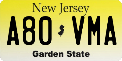 NJ license plate A80VMA