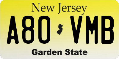 NJ license plate A80VMB