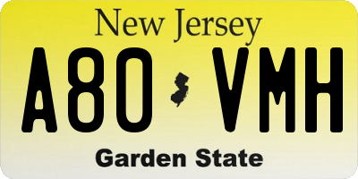 NJ license plate A80VMH