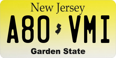 NJ license plate A80VMI