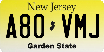 NJ license plate A80VMJ