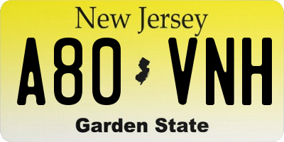 NJ license plate A80VNH