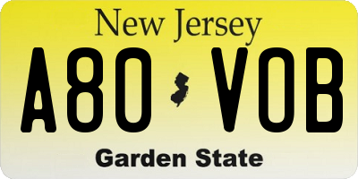 NJ license plate A80VOB