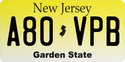 NJ license plate A80VPB