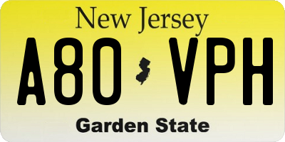 NJ license plate A80VPH