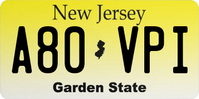 NJ license plate A80VPI