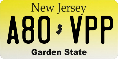 NJ license plate A80VPP