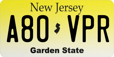 NJ license plate A80VPR