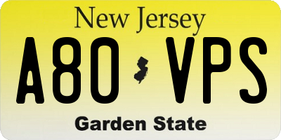 NJ license plate A80VPS