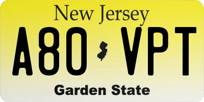 NJ license plate A80VPT