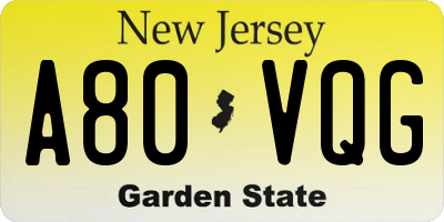 NJ license plate A80VQG
