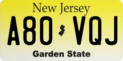 NJ license plate A80VQJ
