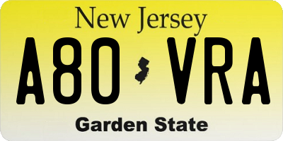 NJ license plate A80VRA