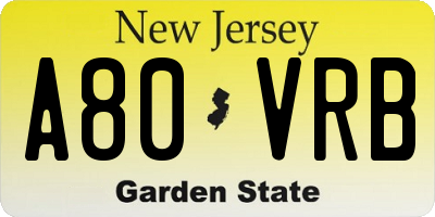 NJ license plate A80VRB