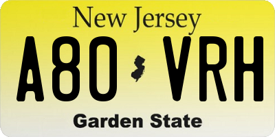 NJ license plate A80VRH