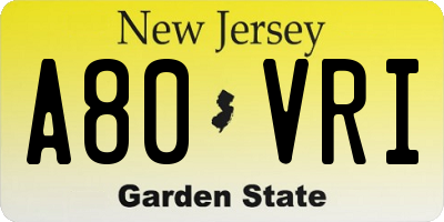 NJ license plate A80VRI