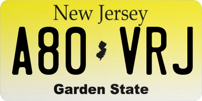 NJ license plate A80VRJ